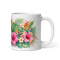 Watercolor Botanical Hawaiian coffee mug — tropical Hawaii ceramic mug, 11oz and 15oz